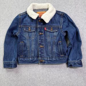 Levi’s Toddler Sherpa Denim Trucker Jacket Size 24M Blue Jean Coat Kids